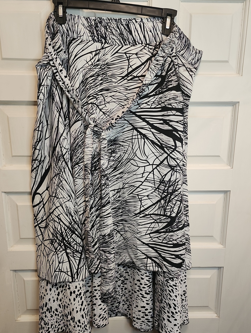 Iris Impressions Black White Zebra-tree Style 2 Layer Unusual Wrap Around Skirt